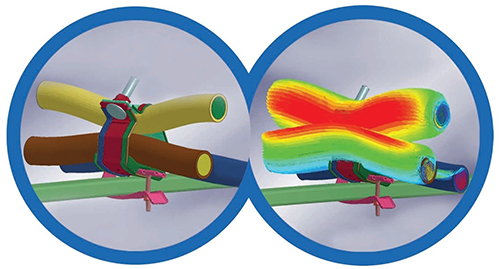 Image of ANSYS software simulation of the electromagnetic forces on cables