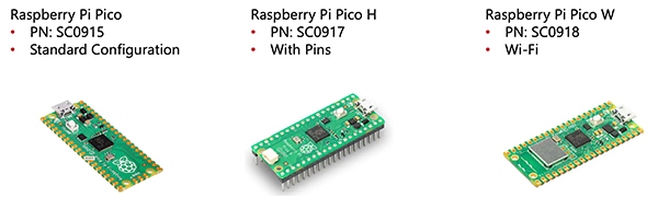 Image of Raspberry Pi Pico is available in three configurations
