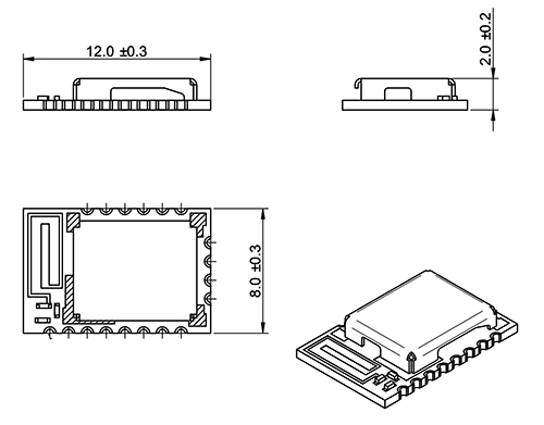 Diagram of Würth Elektronik Setebos-I 2.4 GHz radio module
