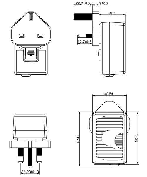 Diagrama del adaptador mural clase I WR9QD666KRPNG2309(R) de GlobTek