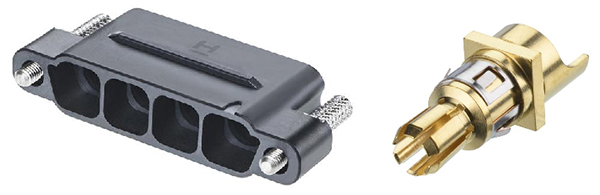Image of Harwin KA1-3010498M5 male housing (left) and the solder version