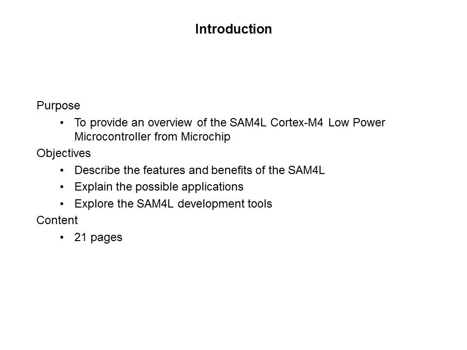 SAM4L Cortex-M4 Low Power Microcontroller Slide 1