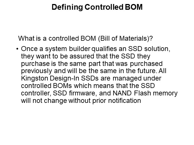Defining Controlled BOM