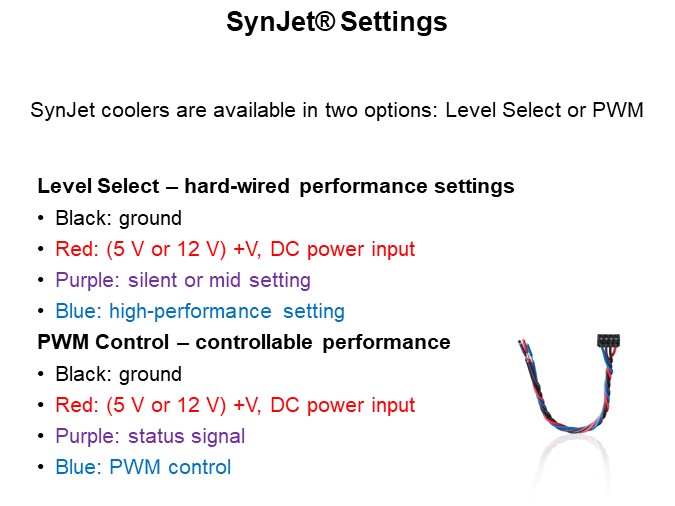 SynJet® Settings