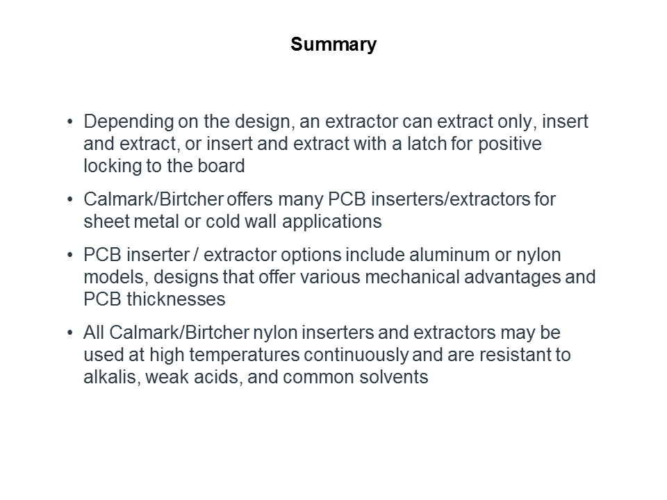 PC Board Inserters and Extractors Slide 9