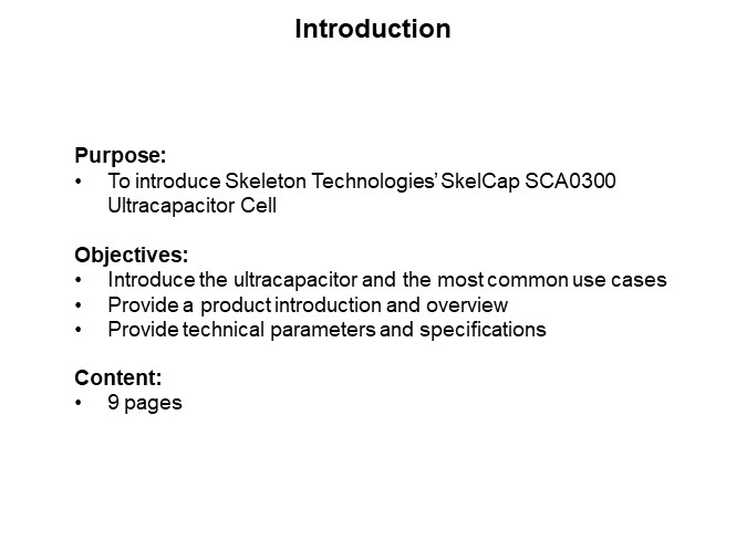 Skeleton Technologies SkelCap SCA0300 Ultracapacitor Cell - Introduction