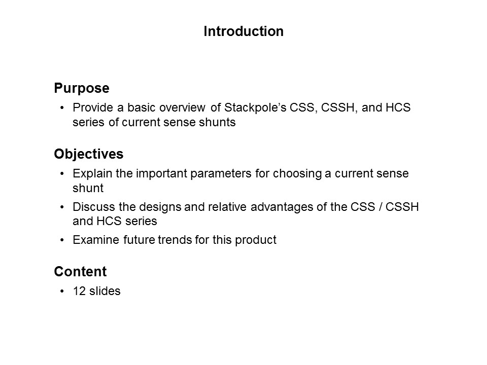CSS and CSSH Current Sense Resistors Slide 1