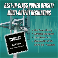 Imagen del regulador de salida múltiple ADP5053 de Analog Devices