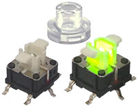 Imagen del interruptor táctil iluminado de la serie TL3265 de E-Switch