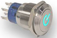Imagen del interruptor pulsador antivandálico de la serie ULV4 de E-Switch