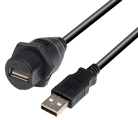 Image of L-Com's WPUSBAX-05M Waterproof Panel Mount USB Cable