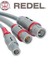 Imagen de los conectores circulares en contrafase de plástico de la serie REDEL P de LEMO