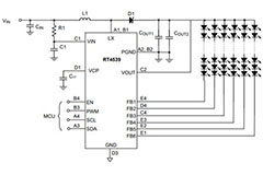 Image of Richtek's RT4539 36 V I²C Controlled 6-Channel WLED Driver