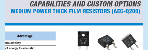 Image of the Capabilities and Custom Options document for Vishay Thick Film Resistors