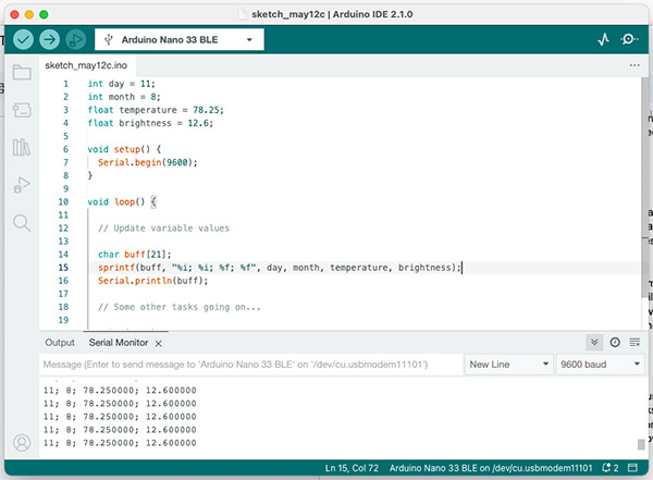 How To Streamline Your Arduino Code Use sprintf to Declutter Serial Calls