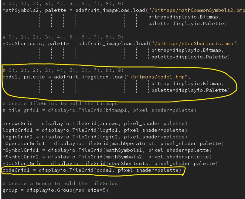 code to allow the bitmap to be displayed