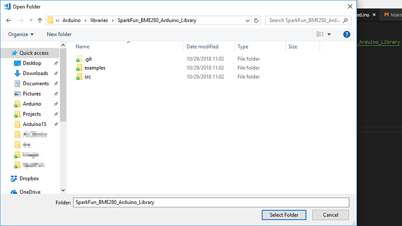 select the Arduino library folder