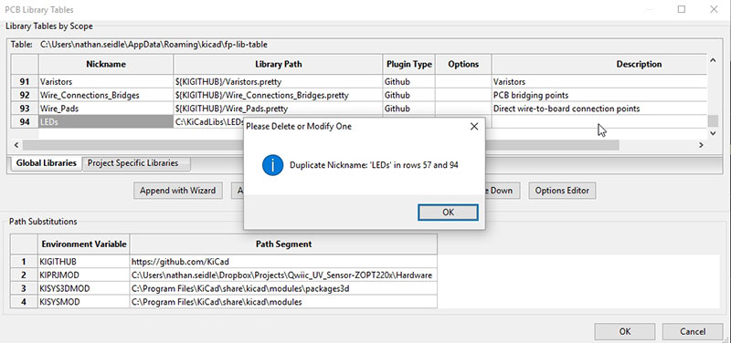 click on &lsquo;OK&rsquo; to close out Footprint Libraries Manager