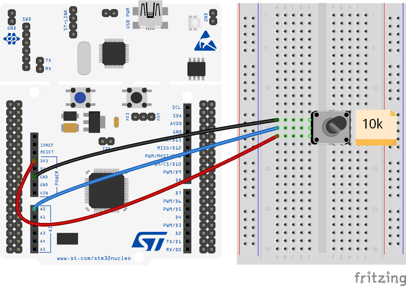 Nucleo connections Fritzing