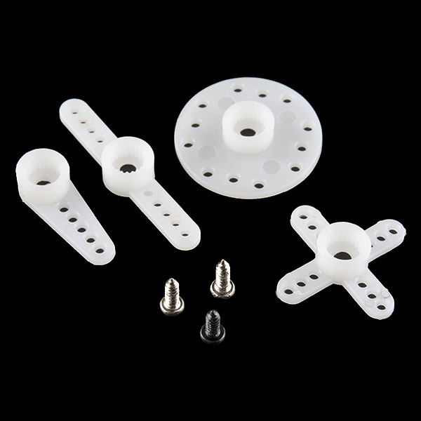 Various motor mounts included with servo motor