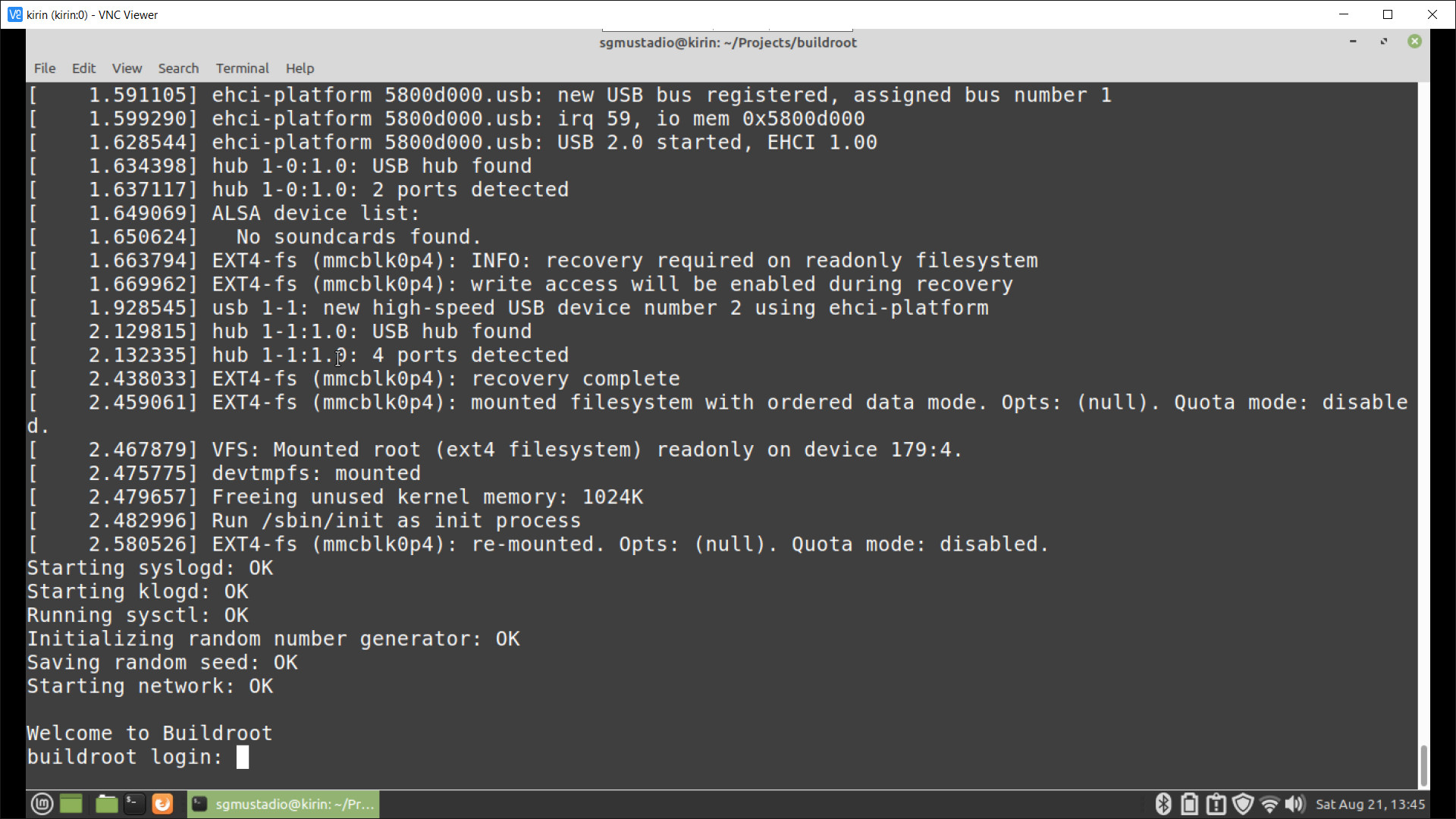 Embedded Linux login prompt