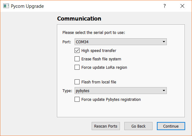 Pycom upgrade Communication