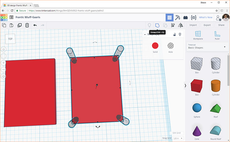 Click/drag a selection box around lid and cylinders