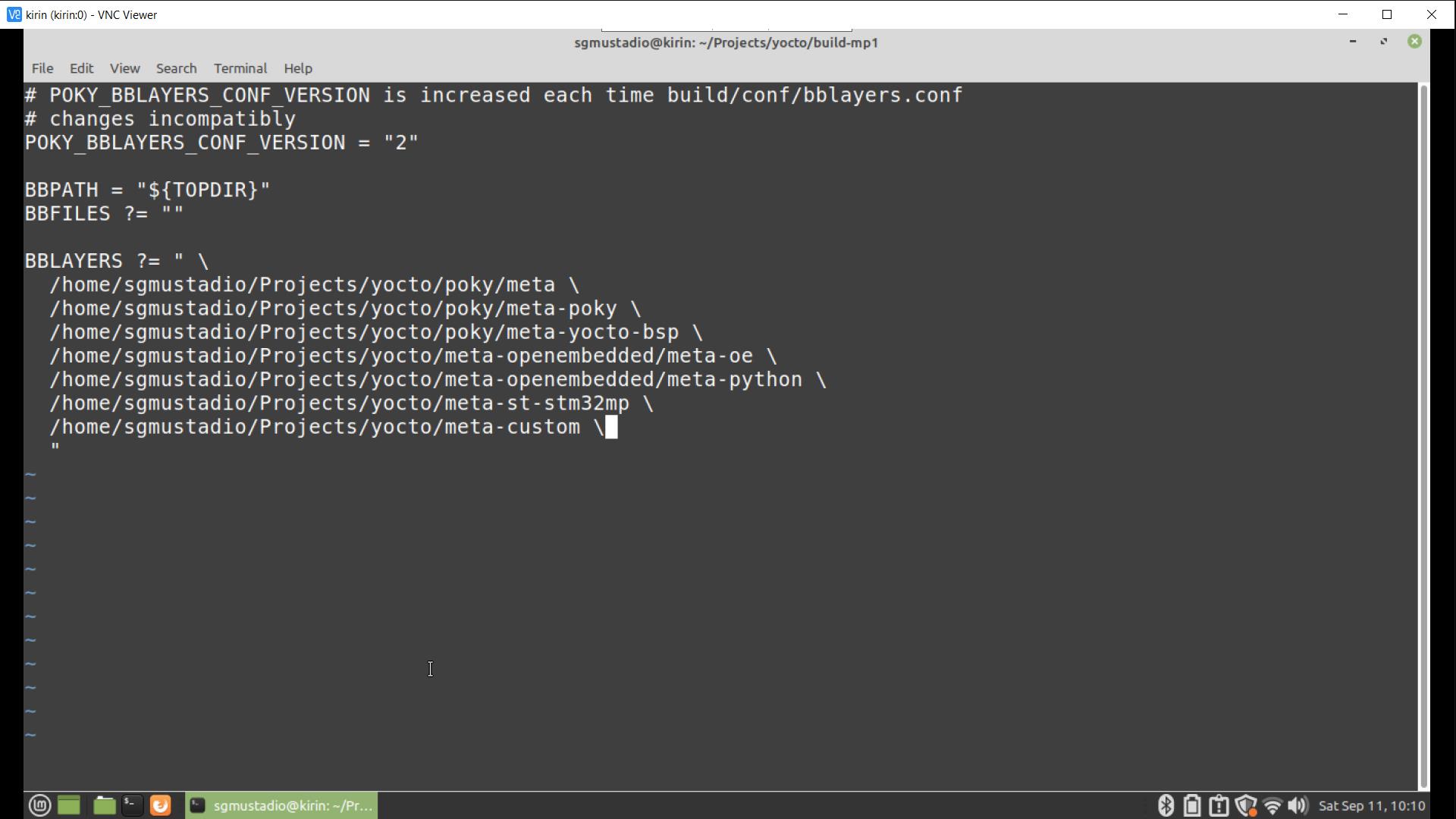 Add custom layer to bblayers file