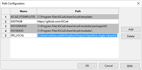set the &lsquo;SFE_LOCAL&rsquo; variable to a local path