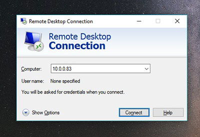 Enter the IP for the Pi and click &ldquo;Connect&rdquo;
