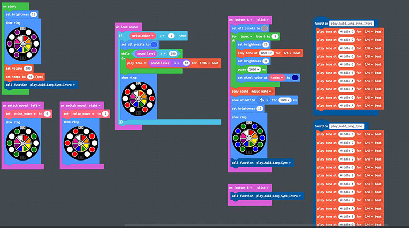 This is the embedded code window for MakeCode