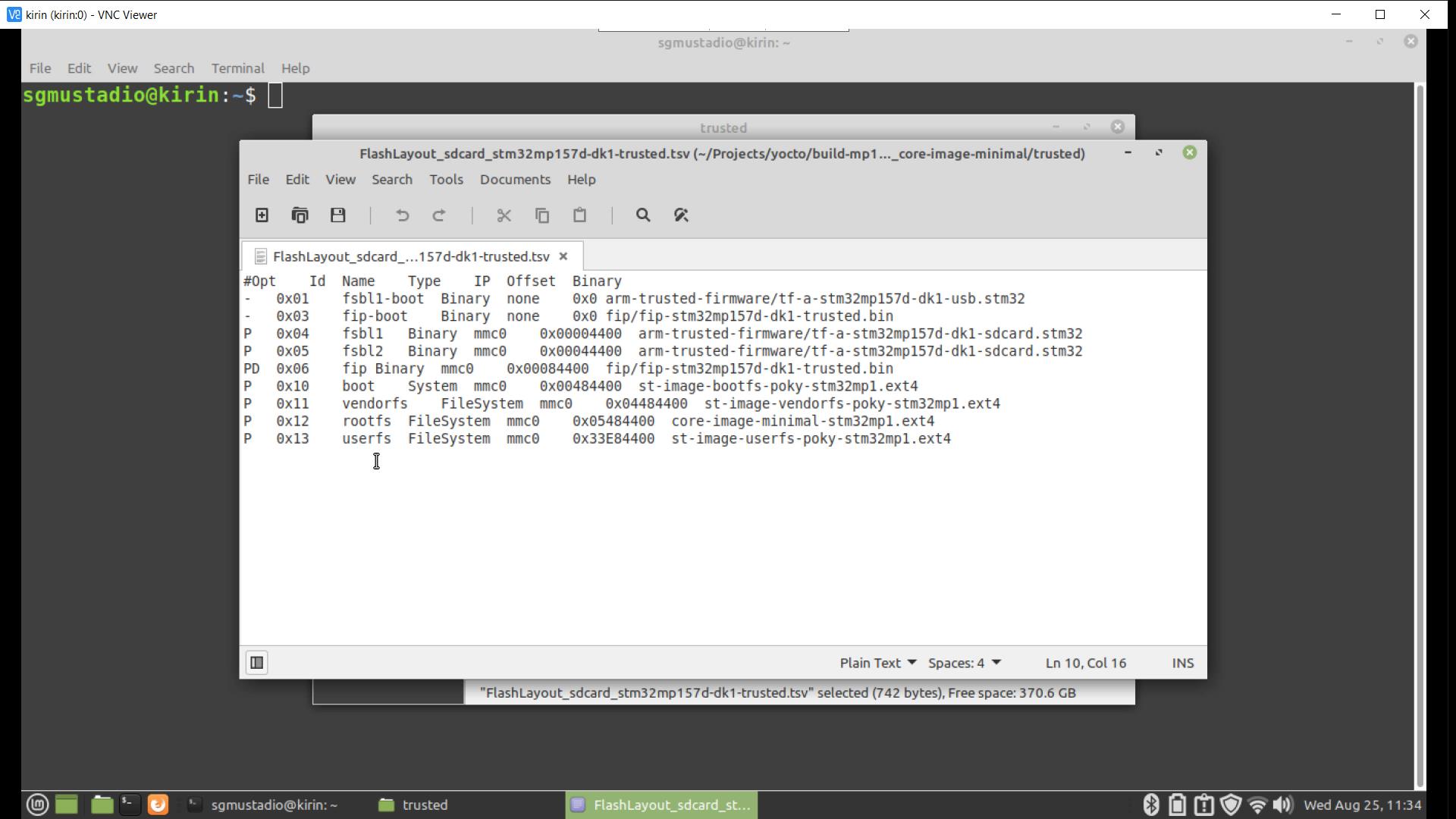 SD flash layout for STM32MP1