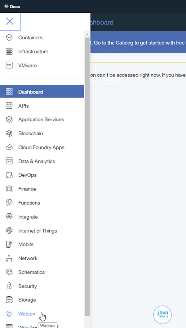 Find the entry for &ldquo;Watson&rdquo; in this menu