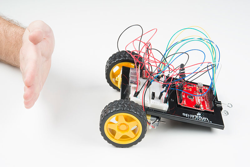 When turned on robot drives until it senses an object