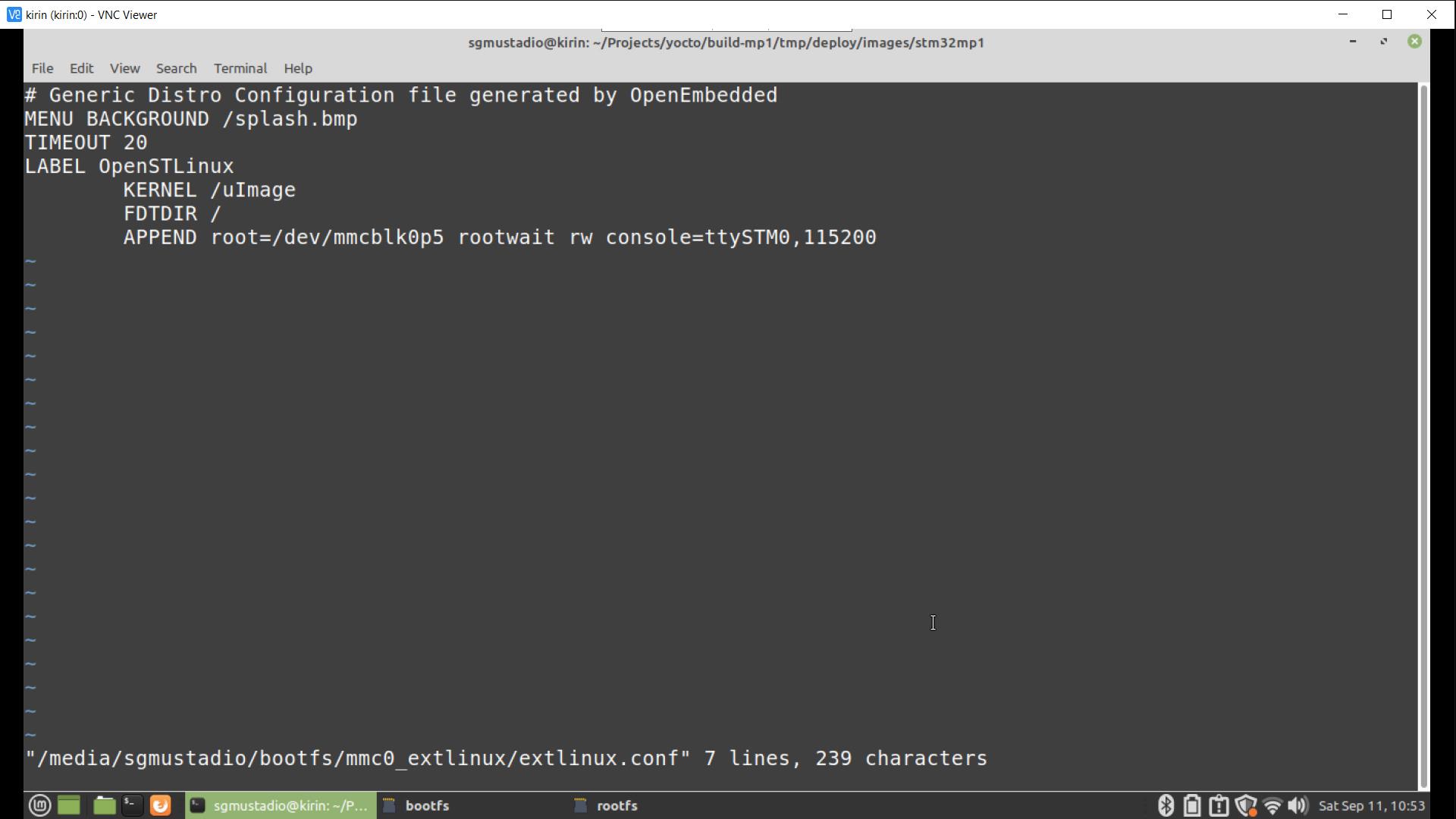 Viewing the extlinux conf file