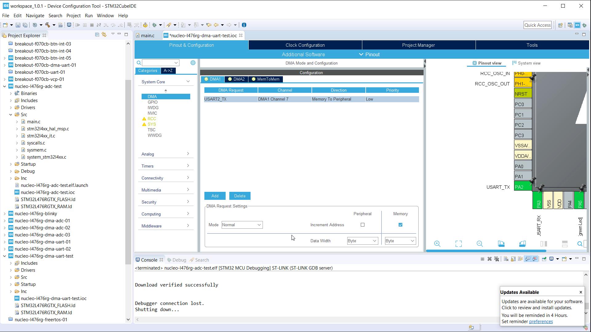 Configure DMA in STM32 CubeMX