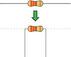Resistor legs bent into 90&deg; angles to fit breadboard
