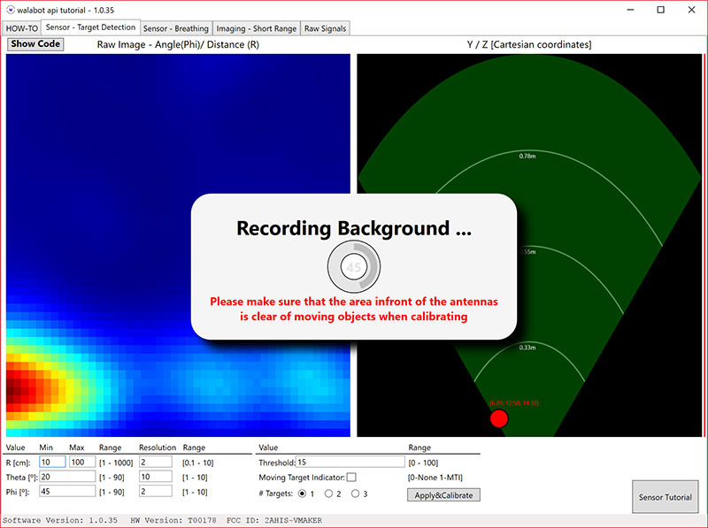 Click tab labeled &ldquo;Sensor - Target Detection&rdquo; in SDK