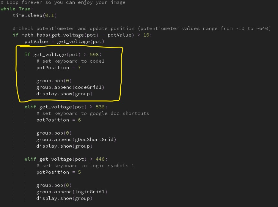 potentiometer reading code