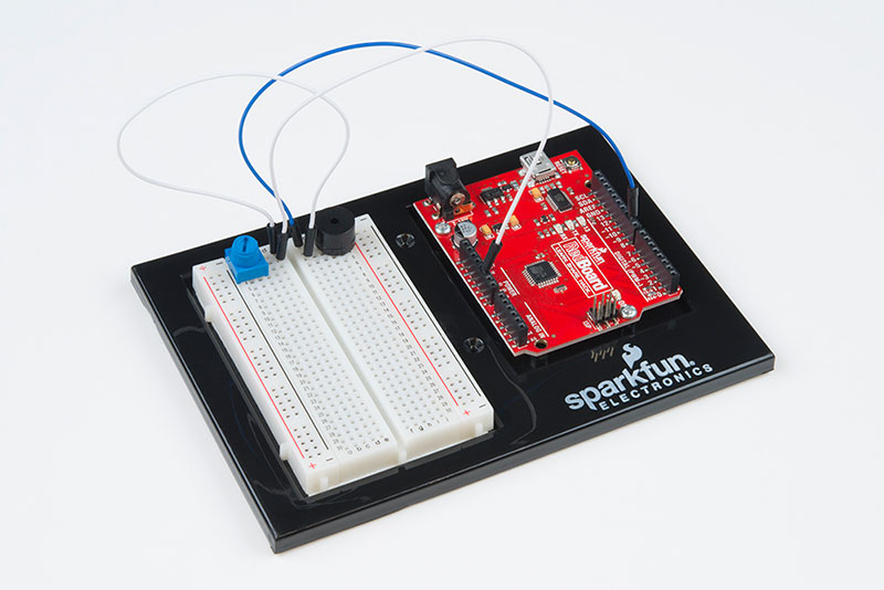 use the RedBoard and a small buzzer to make music