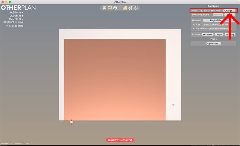 click on the Tool &ldquo;Change&rdquo; button