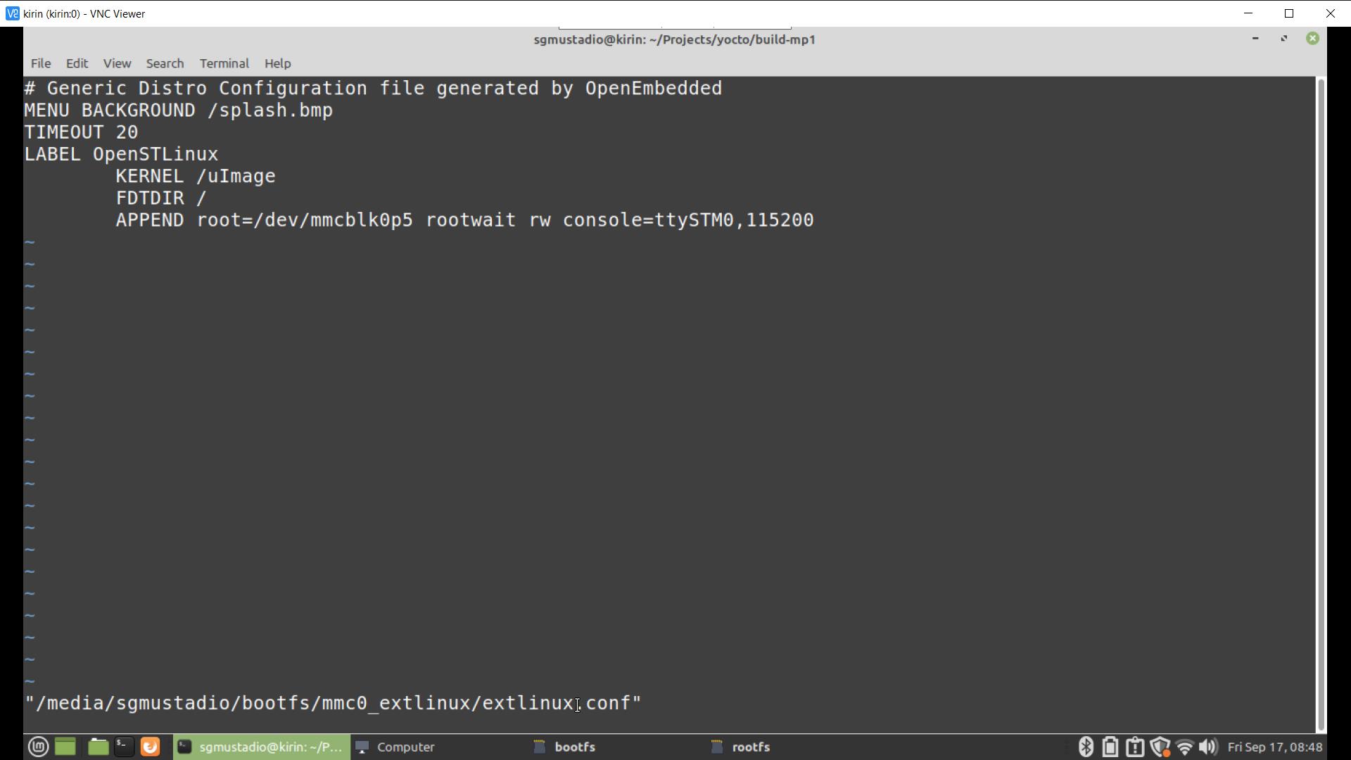 Change rootfs partition in extlinux conf file