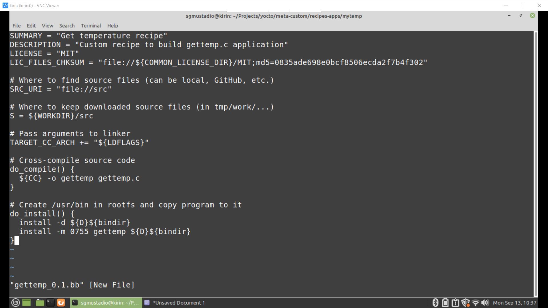 Custom application recipe in Yocto