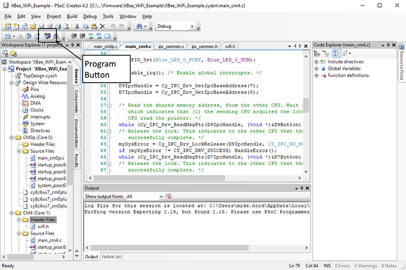 click the &ldquo;Program&rdquo; button in the toolbar