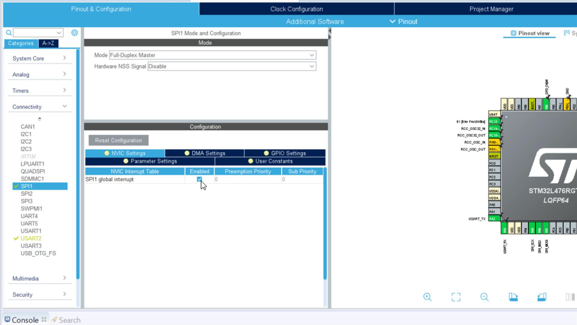 STM32 enable NVIC global SPI interrupt