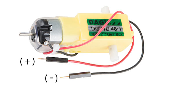 The motors are polarized, but work if reversed