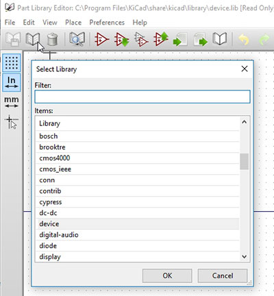 select &lsquo;device&rsquo; to set the working library