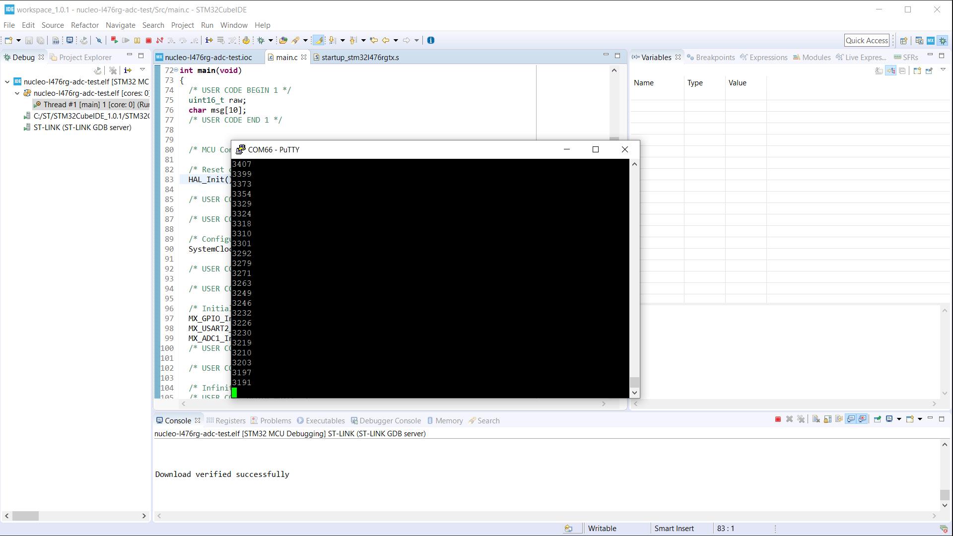 Testing ADC on STM32