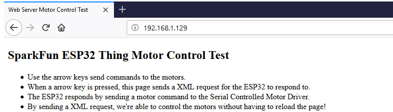 Motor Test Web Page