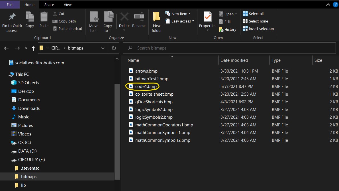 The folder of bitmaps